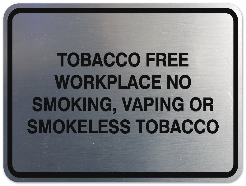 Signs ByLITA Classic Framed TOBACCO FREE WORKPLACE NO SMOKING, VAPING OR SMOKELESS TOBACCO Door or Wall Sign Durable ABS Plastic | Laser Engraved | Easy Installation | Elegant Design