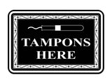 Signs ByLITA Classic Framed Tampons Here Vintage Bathroom Wall or Door Sign