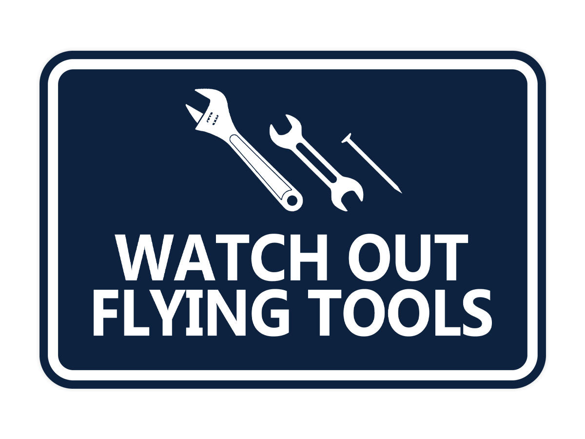 Signs ByLITA Classic Framed Watch Out Flying Tools Wall or Door Sign