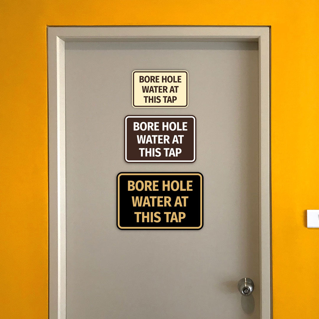 Signs ByLITA Classic Framed Bore Hole Water At This Tap Door or Wall Sign | Eco-Friendly Home Signs