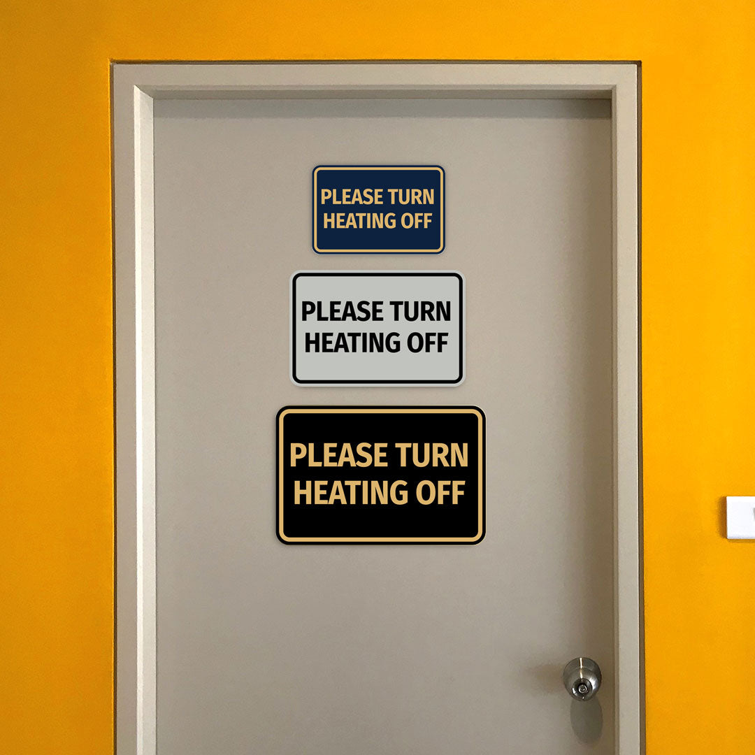 Signs ByLITA Classic Framed Please Turn Heating Off Door or Wall Sign | Eco-Friendly Home Signs