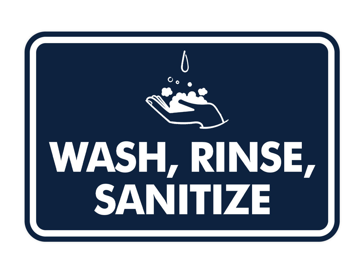 Signs ByLITA Classic Framed Wash, Rinse, Sanitize Wall or Door Sign
