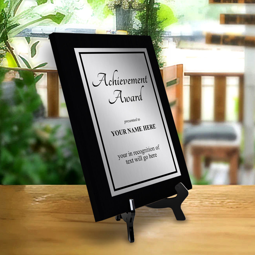 Signs ByLITA Customizable Achievement Award Wooden Plaque with Easel Stand, Engraved Gift for Students, Employees, Special Achievement and Corporate Awards