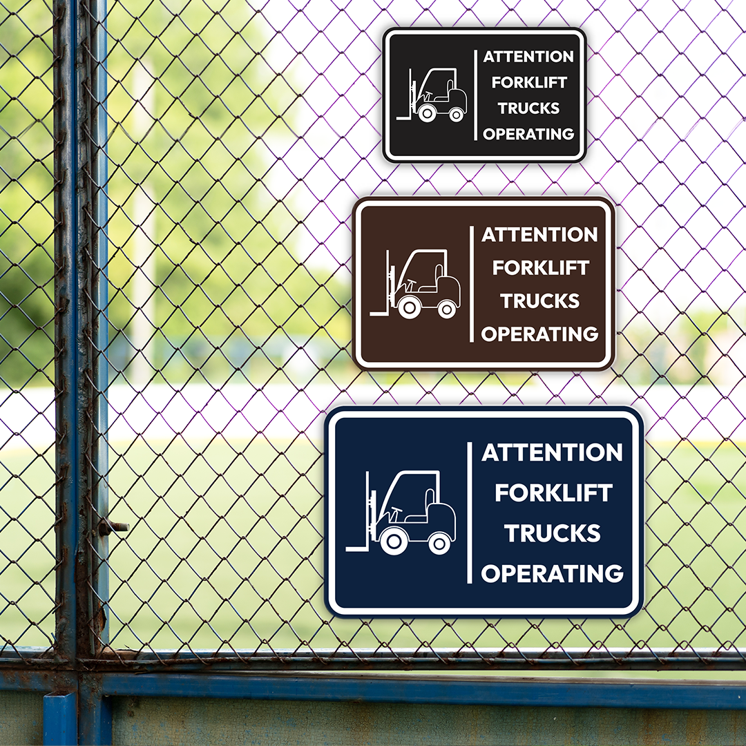 Signs ByLITA Classic Framed Attention! Forklift Trucks Operating Door or Wall Sign Easy Installation | Health And Safety | Building And Hospitality Signs