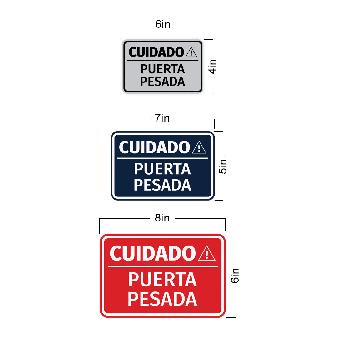 Signs ByLITA Classic Framed Cuidado Puerta Pesada Door or Wall Sign Easy Installation | Health And Safety | Building And Hospitality