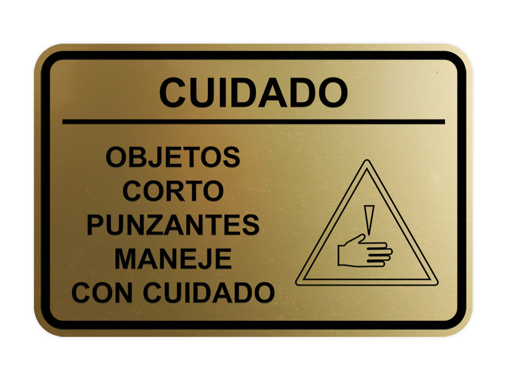 Signs ByLITA Classic Framed Cuidado Objetos Corto Punzantes Maneje con cuidado Door or Wall Sign Easy Installation | Health And Safety | Building And Hospitality