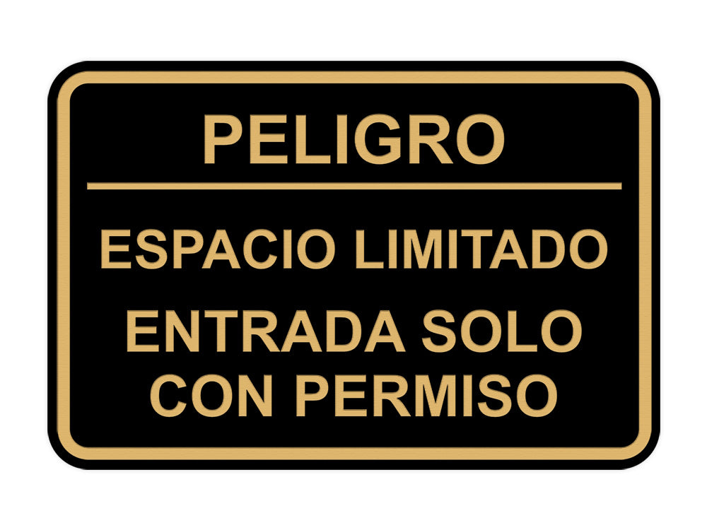 Signs ByLITA Classic Framed Peligro Espacio Limitado- Entrada solo con permiso Door or Wall Sign Easy Installation | Health And Safety | Building And Hospitality