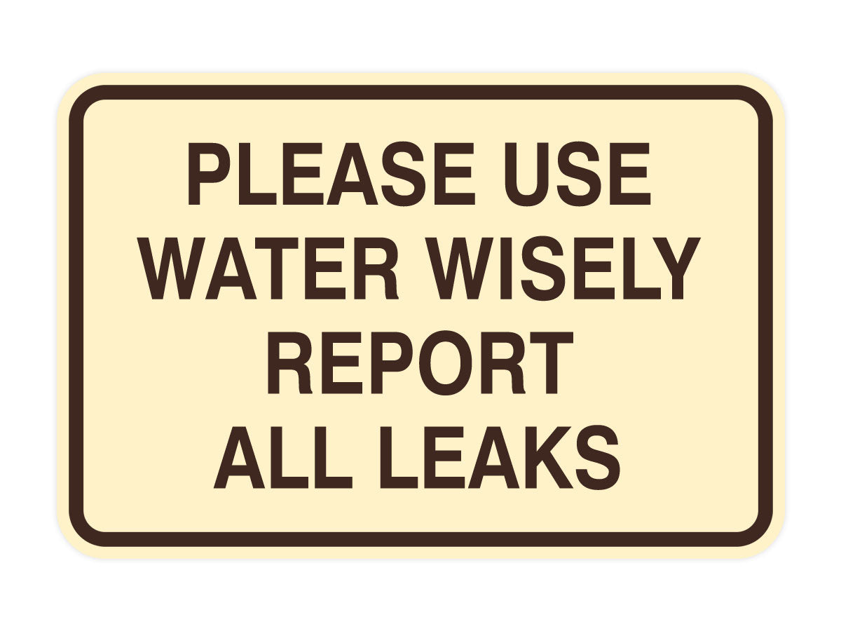 Signs ByLITA Classic Framed Please Use Water Wisely Report All Leaks Door or Wall Sign | Eco-Friendly Home Signs