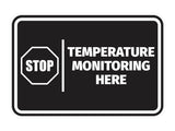 Signs ByLITA Classic Framed Stop! Temperature Monitoring Here Door or Wall Sign Easy Installation | Health And Safety | Building And Hospitality Signs