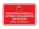 Signs ByLITA Classic Framed Por favor no suelte la cisterna con elementos que no sean papel higiénico Door or Wall Sign | Spanish Restroom Maintenance Signs