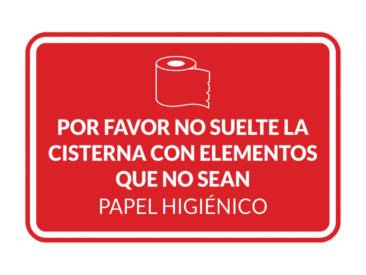 Signs ByLITA Classic Framed Por favor no suelte la cisterna con elementos que no sean papel higiénico Door or Wall Sign | Spanish Restroom Maintenance Signs