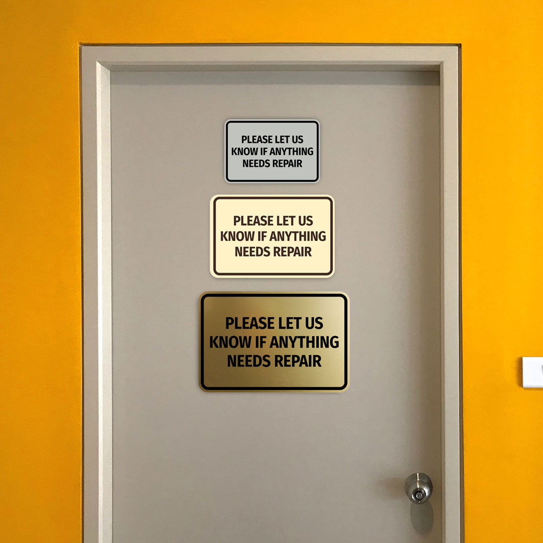 Signs ByLITA Classic Framed Please Let Us Know If Anything Needs Repair Door or Wall Sign | Eco-Friendly Home Signs