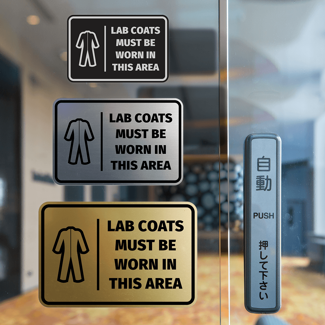 Signs ByLITA Classic Framed Lab Coats Must Be Worn In This Area Door or Wall Sign Easy Installation | Health And Safety | Building And Hospitality Signs