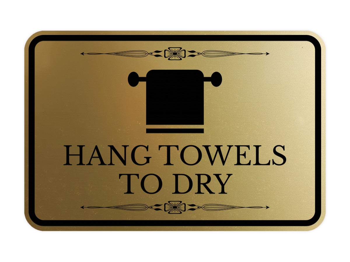 Signs ByLITA Classic Framed Hang Towels To Dry Vintage Bathroom Wall or Door Sign