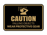 Signs ByLITA Classic Framed Caution: Falling Objects - Wear Protective Gear Door or Wall Sign Easy Installation | Health And Safety | Building And Warning Signs