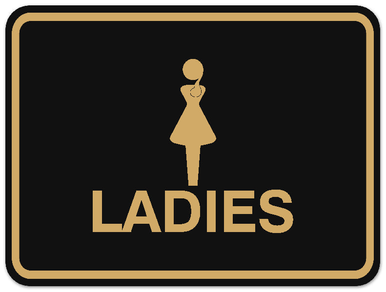 Signs ByLITA Classic Framed Ladies Figurine Restroom Sign - Easy Installation | Durable Material