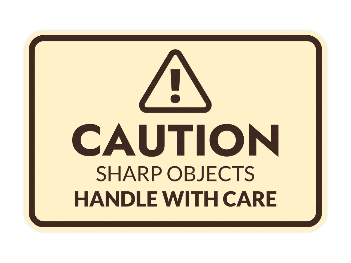Signs ByLITA Classic Framed Caution: Sharp Objects - Handle with Care Door or Wall Sign Easy Installation | Health And Safety | Building And Warning Signs