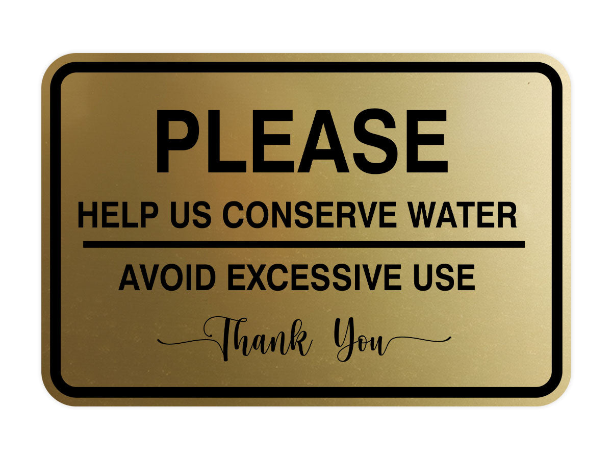 Signs ByLITA Classic Framed Please Help Us Conserve Water Avoid Excessive Use Thank You Door or Wall Sign | Eco-Friendly Home Signs