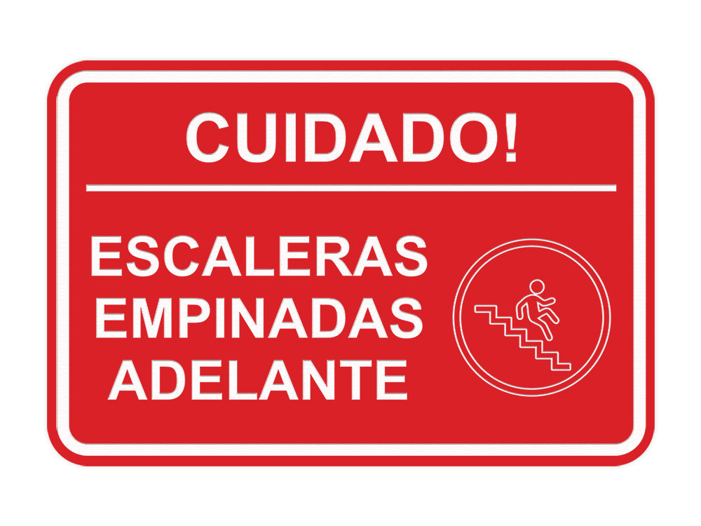 Signs ByLITA Classic Framed Cuidado Escaleras Empinadas Adelante Door or Wall Sign Easy Installation | Health And Safety | Building And Hospitality