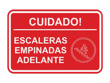 Signs ByLITA Classic Framed Cuidado Escaleras Empinadas Adelante Door or Wall Sign Easy Installation | Health And Safety | Building And Hospitality