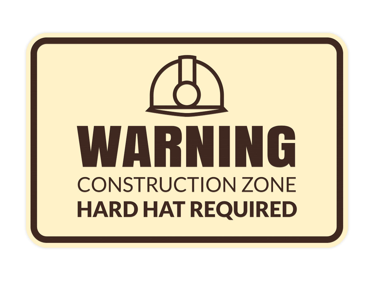 Signs ByLITA Classic Framed Warning: Construction Zone - Hard Hat Required Door or Wall Sign Easy Installation | Health And Safety | Building And Warning Signs