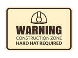 Signs ByLITA Classic Framed Warning: Construction Zone - Hard Hat Required Door or Wall Sign Easy Installation | Health And Safety | Building And Warning Signs