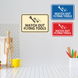 Signs ByLITA Classic Framed Watch Out Flying Tools Wall or Door Sign