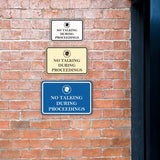 Signs ByLITA Classic Framed No Talking During Proceedings Door or Wall Sign Durable ABS Plastic | Laser Engraved | Easy Installation | Courtroom