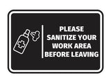 Signs ByLITA Classic Framed Please Sanitize Your Work Area Before Leaving Door or Wall Sign Easy Installation | Health And Safety | Building And Hospitality Signs