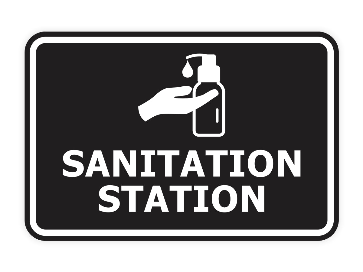 Signs ByLITA Classic Framed Sanitation Station Door or Wall Sign Easy Installation | Health And Safety | Building And Hospitality Signs