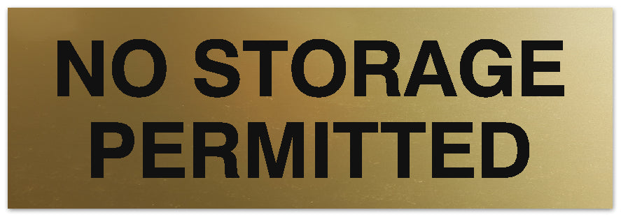 Signs ByLITA Basic No Storage Permitted Sign - Laser-Engraved Lettering | Durable ABS Plastic | Vibrant Colors | Powerful Foam Tape
