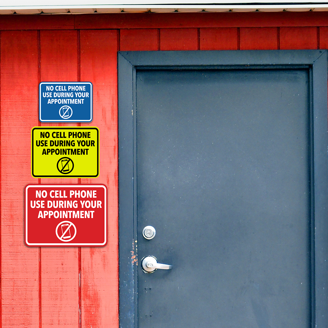 Signs ByLITA Classic Framed No Cell Phone Use During Your Appointment Wall or Door Sign | Easy Installation | Warning Business Signage