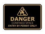 Signs ByLITA Classic Framed Danger: Confined Space - Entry by Permit Only Door or Wall Sign Easy Installation | Health And Safety | Building And Warning Signs