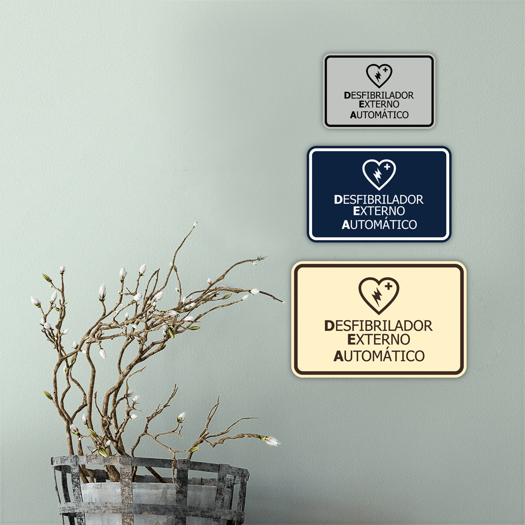 Signs ByLITA Classic Framed Desfibrilador Externo Automatico Door or Wall Sign