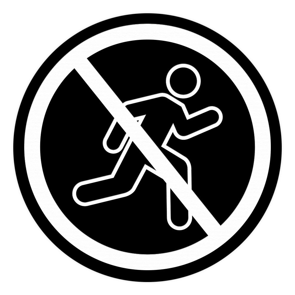 Signs ByLITA Circle No Running Graphic Door or Wall Sign | Easy Installation | Durable Construction | Promote Health And Safety | Caution Warning Sign for Home, Business and Office Spaces