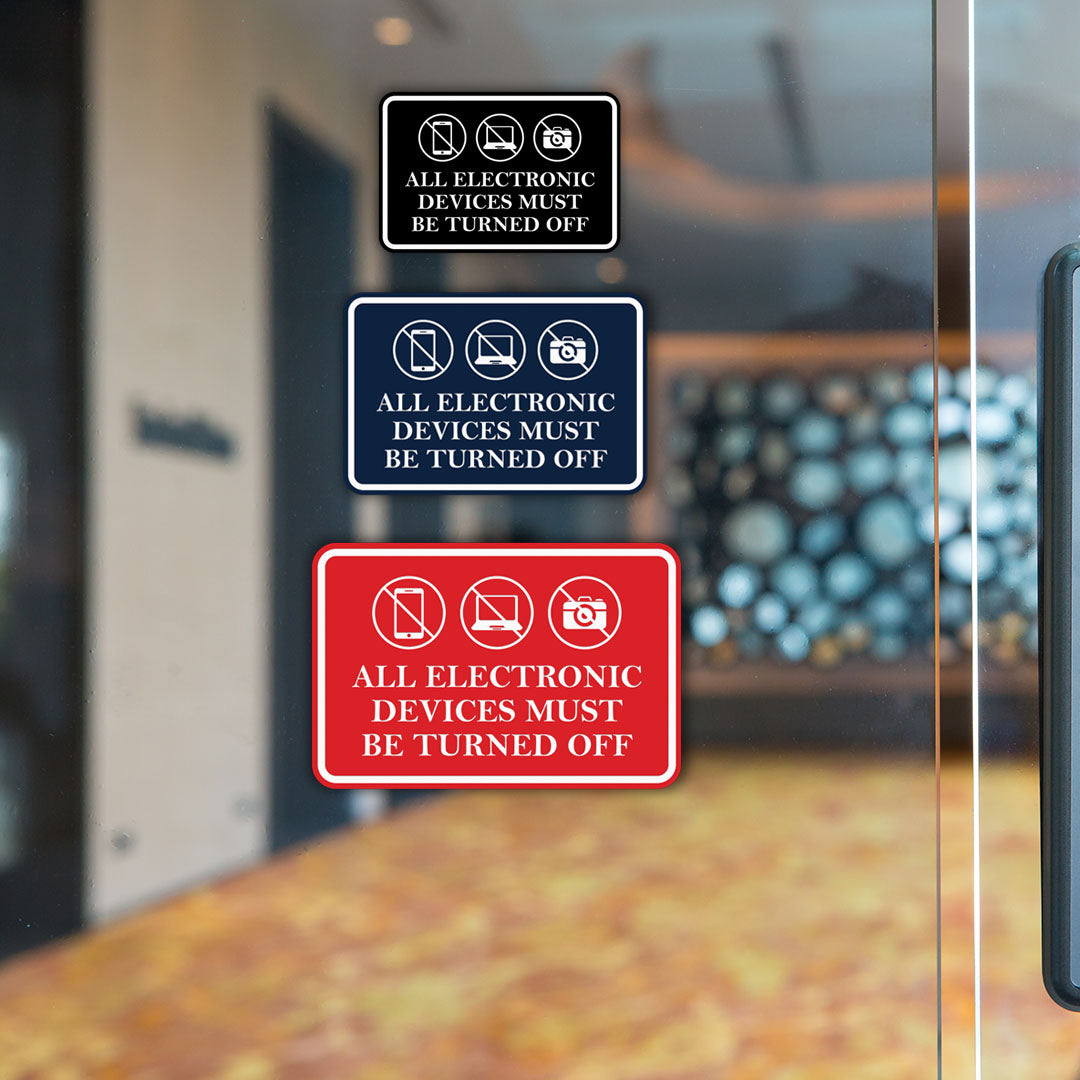 Signs ByLITA Classic Framed All Electronic Devices Must Be Turned Off Door or Wall Sign Durable ABS Plastic | Laser Engraved | Easy Installation | Courtroom