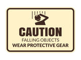 Signs ByLITA Classic Framed Caution: Falling Objects - Wear Protective Gear Door or Wall Sign Easy Installation | Health And Safety | Building And Warning Signs