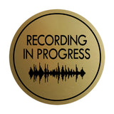 Signs ByLITA Circle Recording In Progress (music waves) Wall or Door Sign
