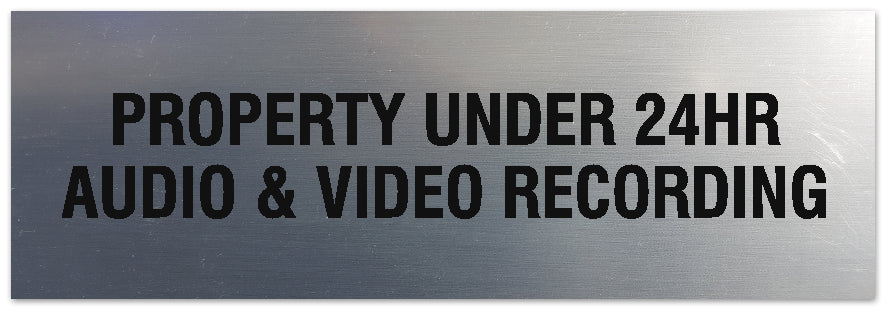 Signs ByLITA Basic Property Under 24 Audio Video Recording Sign - Laser-Engraved Lettering | Durable ABS Plastic | Vibrant Colors | Powerful Foam Tape