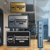 Signs ByLITA Classic Framed Stop! Temperature Monitoring Here Door or Wall Sign Easy Installation | Health And Safety | Building And Hospitality Signs