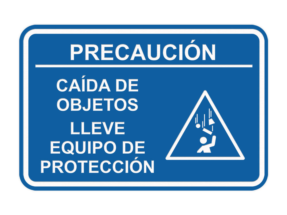 Signs ByLITA Classic Framed Precaución Caída de Objetos Lleve Equipo de protección Door or Wall Sign Easy Installation | Health And Safety | Building And Hospitality