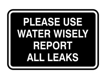 Signs ByLITA Classic Framed Please Use Water Wisely Report All Leaks Door or Wall Sign | Eco-Friendly Home Signs