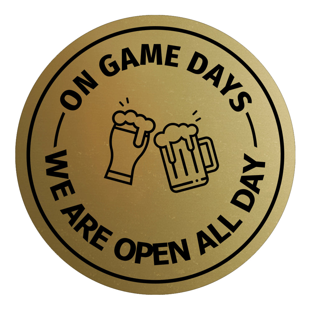 Signs ByLITA Circle On Game Days, We are Open All Day ABS Plastic | Laser Engraved | Easy Installation | Elegant Design Wall or Door Sign