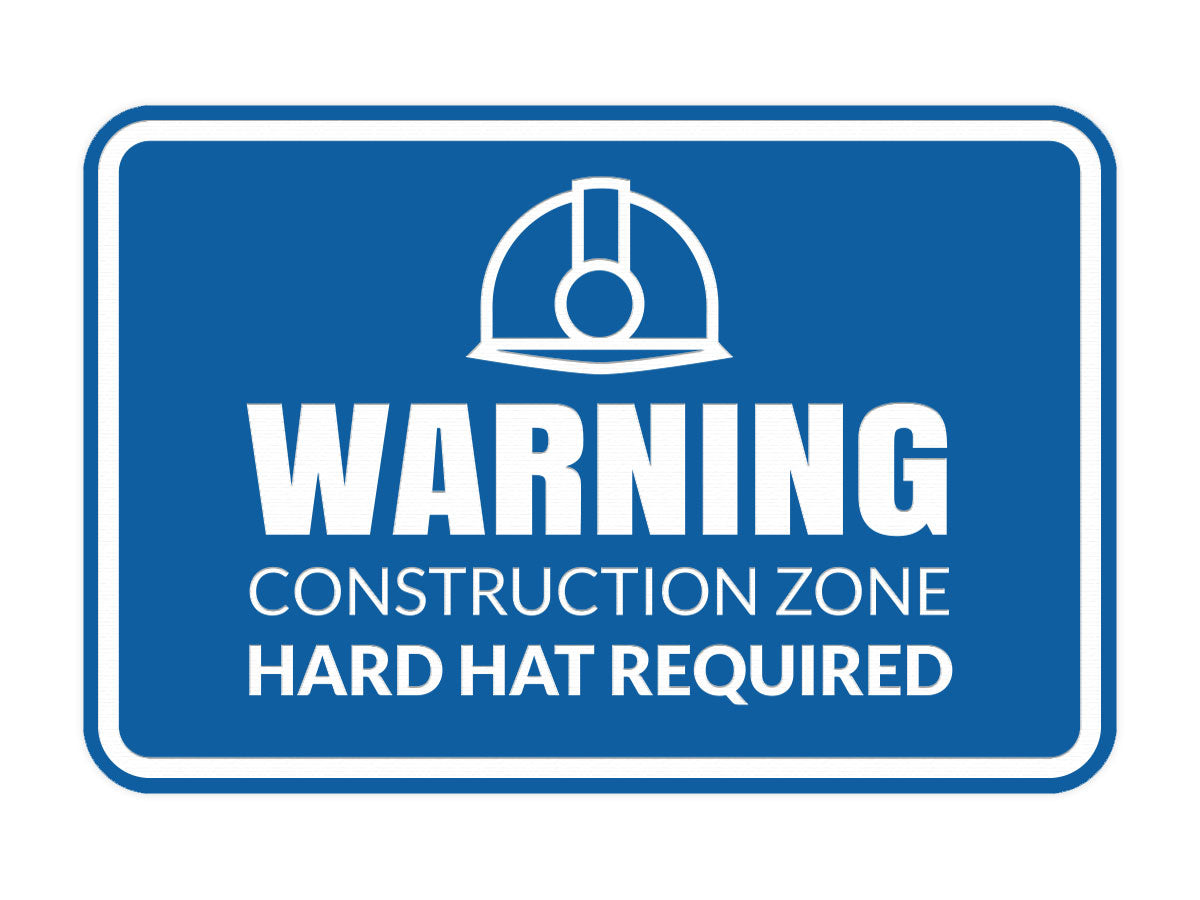 Signs ByLITA Classic Framed Warning: Construction Zone - Hard Hat Required Door or Wall Sign Easy Installation | Health And Safety | Building And Warning Signs