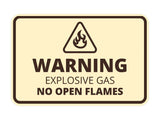 Signs ByLITA Classic Framed Warning: Explosive Gas - No Open Flames Door or Wall Sign Easy Installation | Health And Safety | Building And Warning Signs