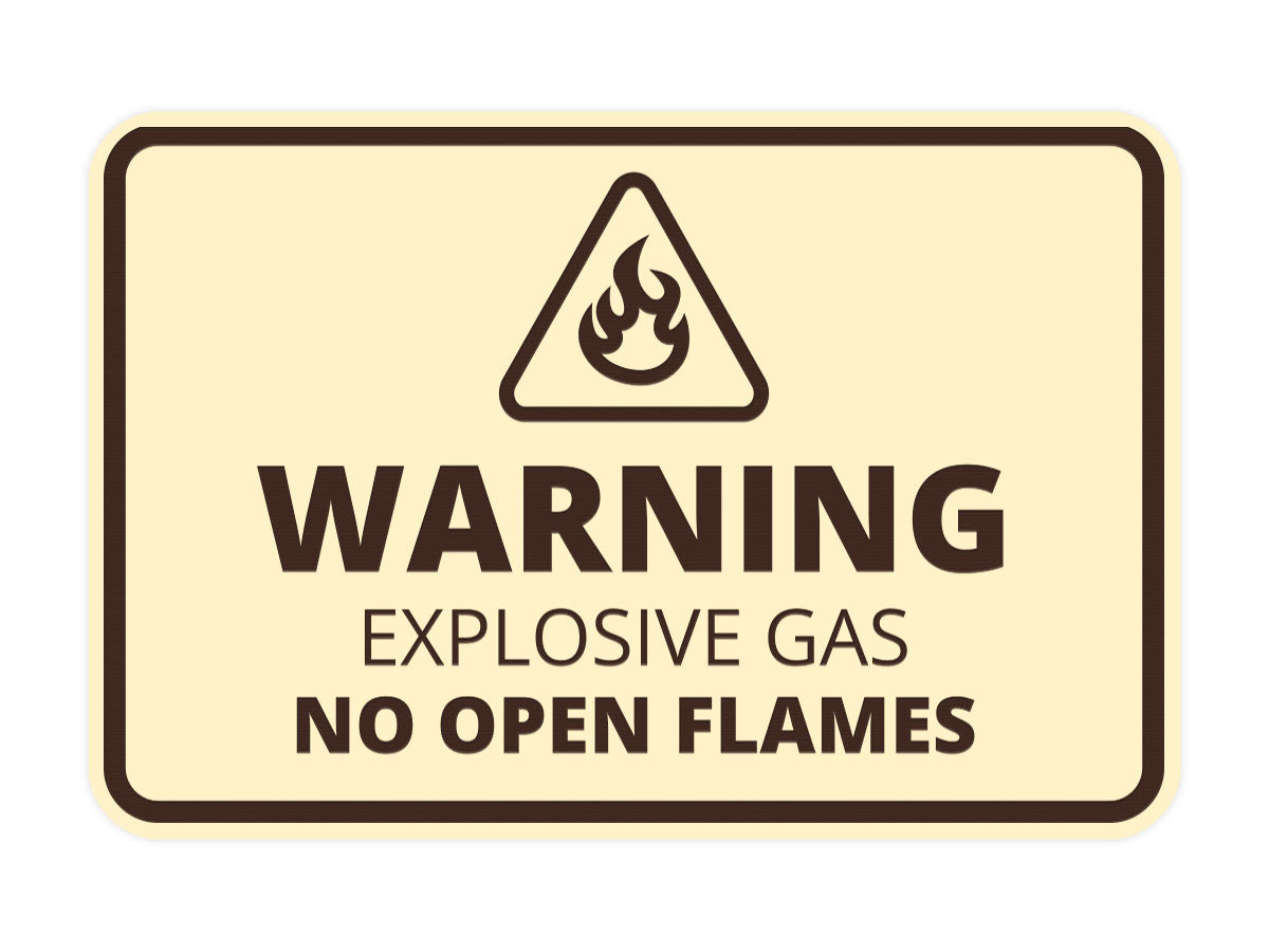 Signs ByLITA Classic Framed Warning: Explosive Gas - No Open Flames Door or Wall Sign Easy Installation | Health And Safety | Building And Warning Signs