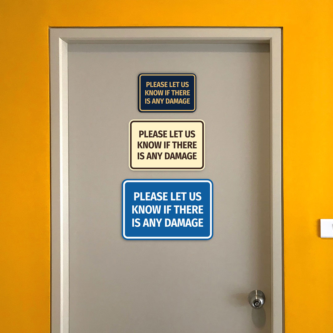 Signs ByLITA Classic Framed Please Let Us Know If There Is Any Damage Door or Wall Sign | Eco-Friendly Home Signs