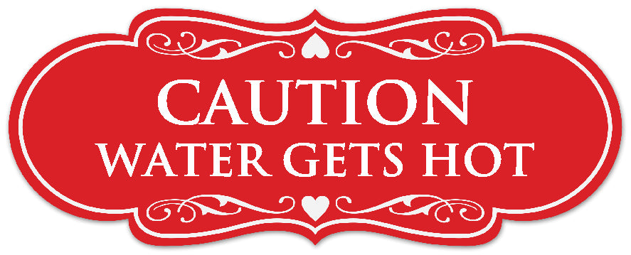 Signs ByLITA Designer Caution Water Gets Very Hot Sign - Easy Installation | Durable Wall or Door Sign
