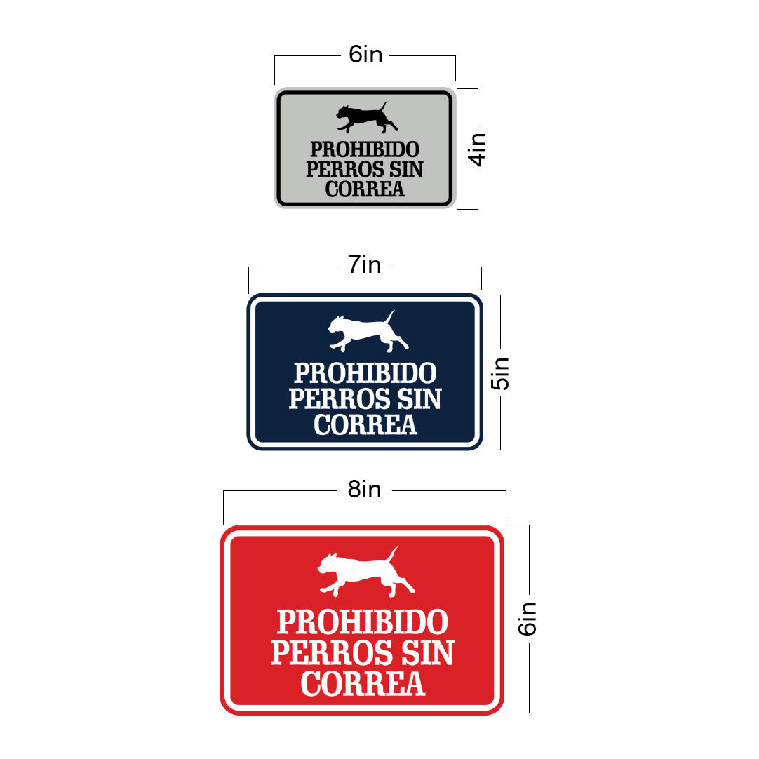 Signs ByLITA Classic Framed Prohibido Perros Sin Correa Graphic Spanish Security Wall or Door Sign