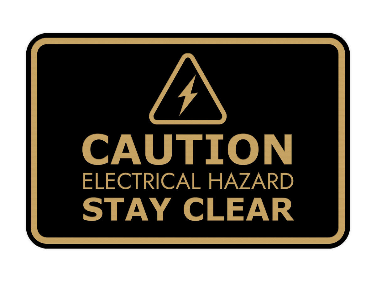 Signs ByLITA Classic Framed Caution: Electrical Hazard - Stay Clear Door or Wall Sign Easy Installation | Health And Safety | Building And Warning Signs